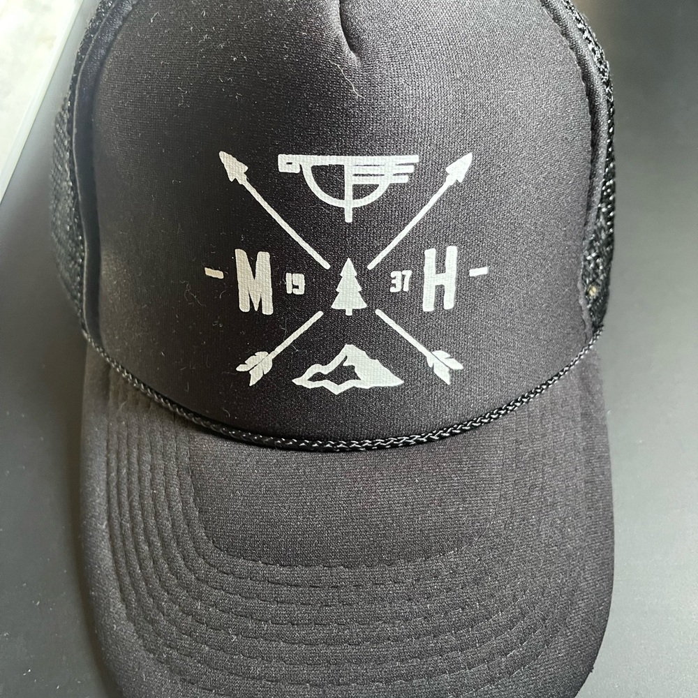 Mt Hood Timberline Lodge Black Graphic Trucker Hat